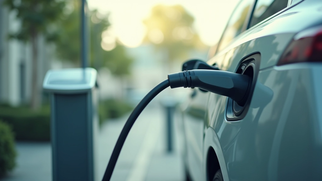 Moderní elektrická nabíjecí stanice s elektromobilem připojeným k nabíjení, zeleně orientovaná budoucnost dopravy