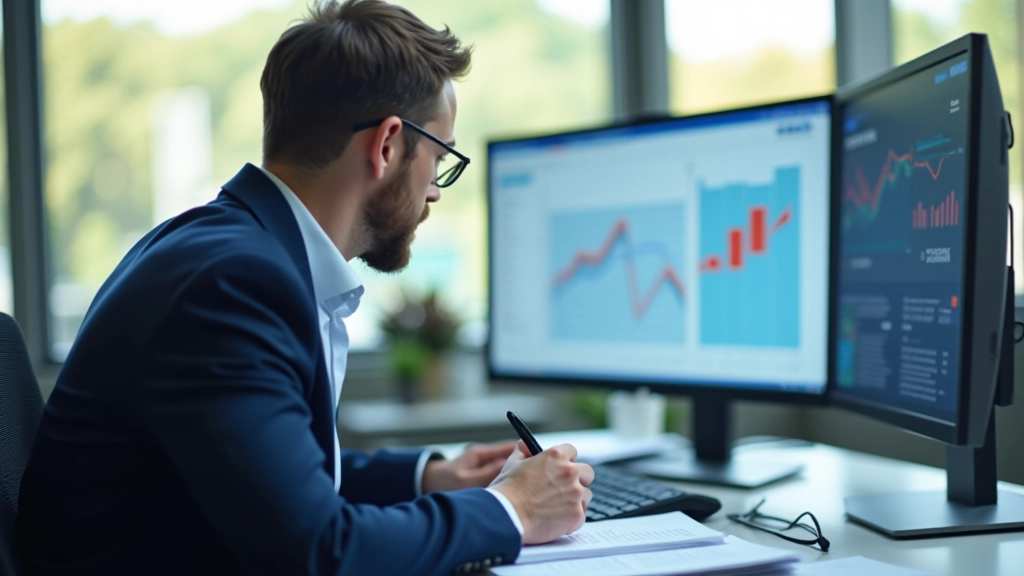 Analytik pracuje na obchodních datech a statistikách